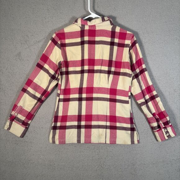 Patagonia Cotton Fjord Flannel Shirt Women’s Size 2 Pink Purple Cream Plaid - Picture 11 of 14